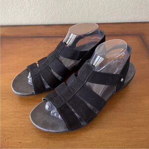 Romika Germany Womens Black Suede Fisherman Sandals Sz 41 US 10 Elastic Slip In